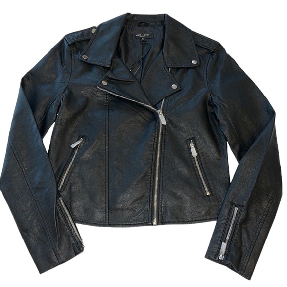 Romeo + Juliet Couture Black Faux Leather Jacket Size Medium NWT - Picture 7 of 17